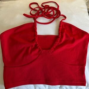 Red Halter Crop Top